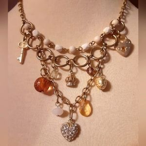 Pave heart lock & key charm necklace with matching earrings (last pic)